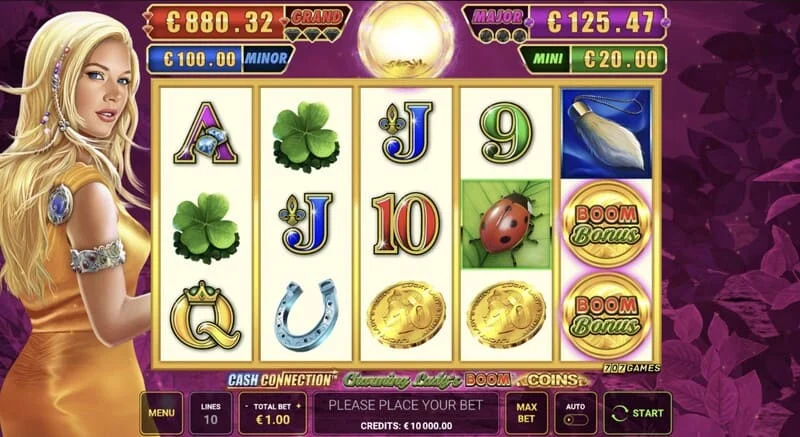 Cash Connection - Charming Lady's Boom Coins - rrjetë 5×3 me simbole fatsjellëse